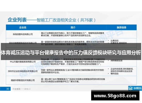 体育减压运动与平台健康报告中的压力值反馈模块研究与应用分析